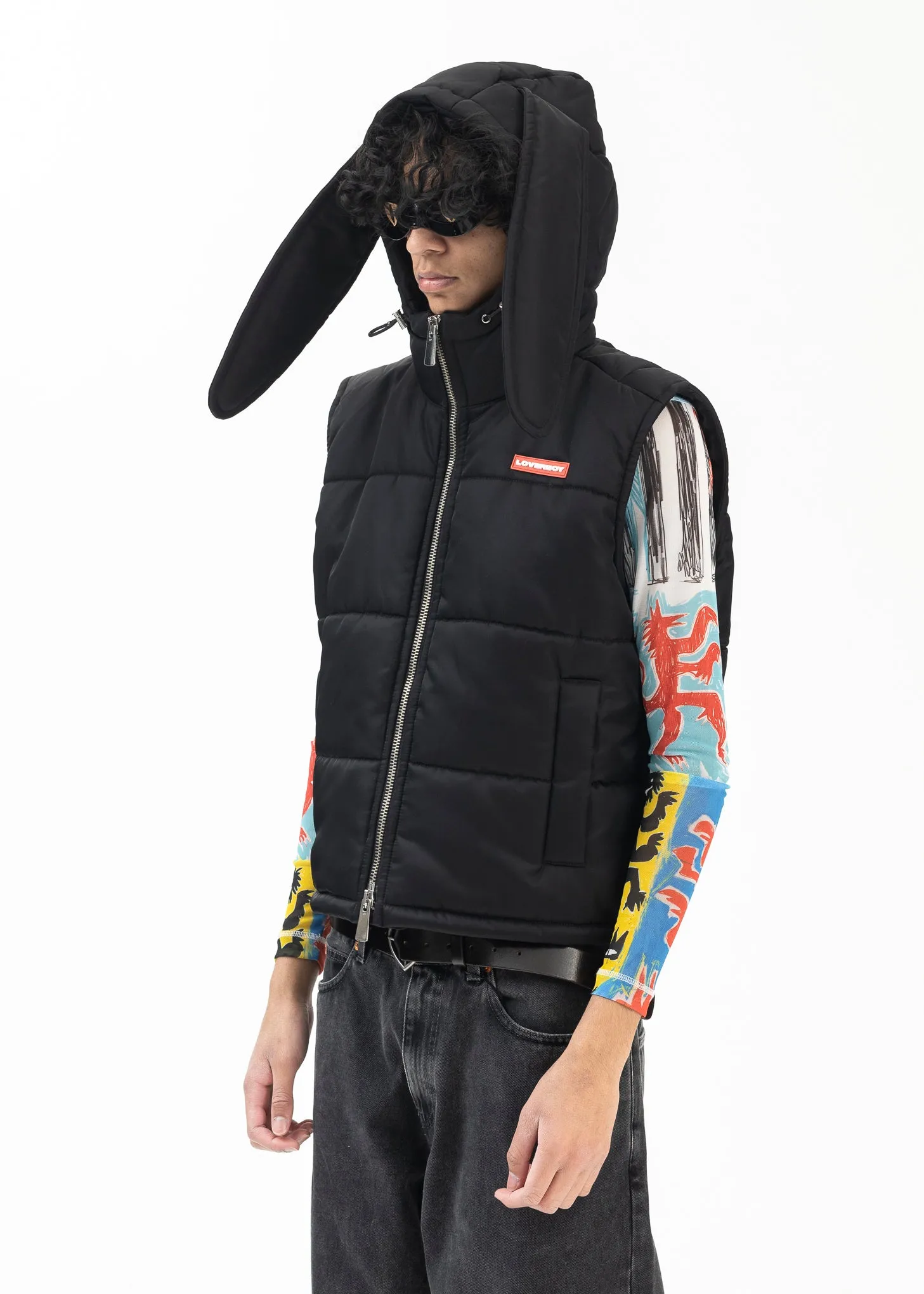 BLACK GENDER JACQUARD BUNNY GILET
