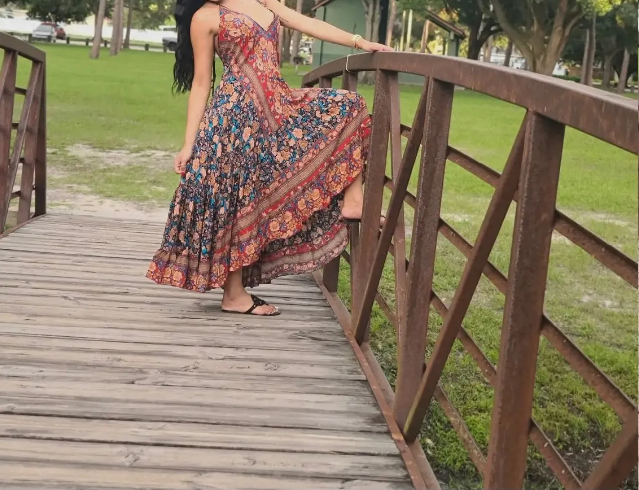 Boehemian long ruffle dress