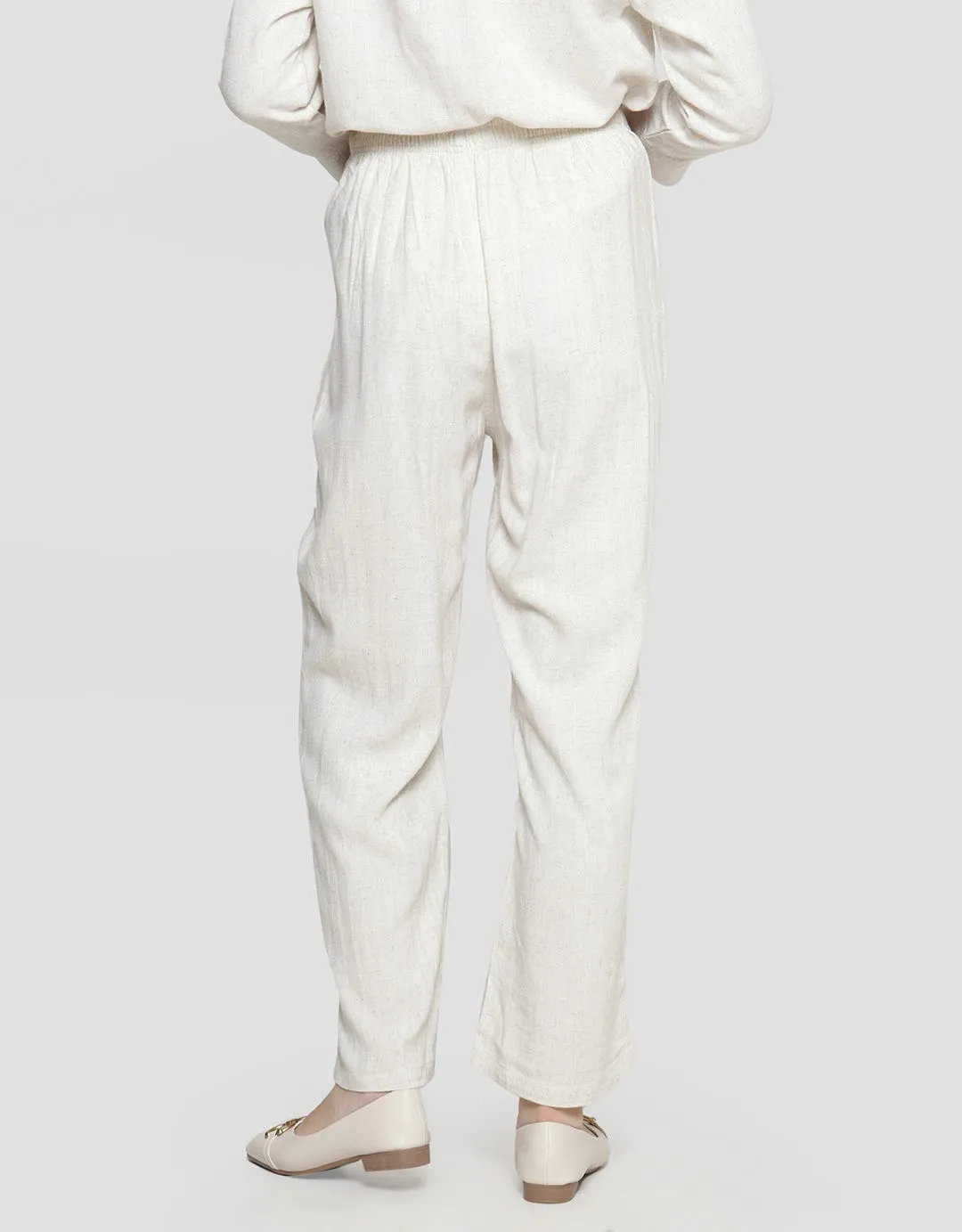 Connexion Mom Wide Leg Linen Sbm1 Celana Panjang Wanita