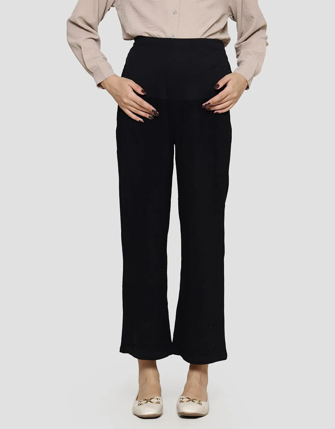 Connexion Mom Wide Leg Linen Sbm1 Celana Panjang Wanita
