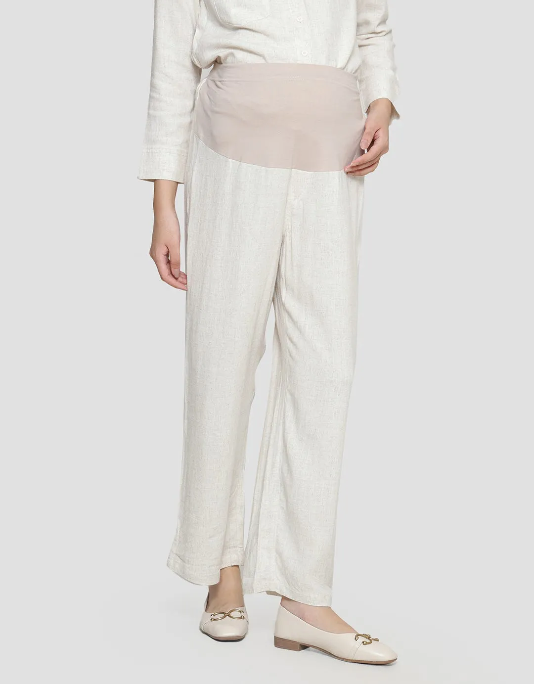 Connexion Mom Wide Leg Linen Sbm1 Celana Panjang Wanita