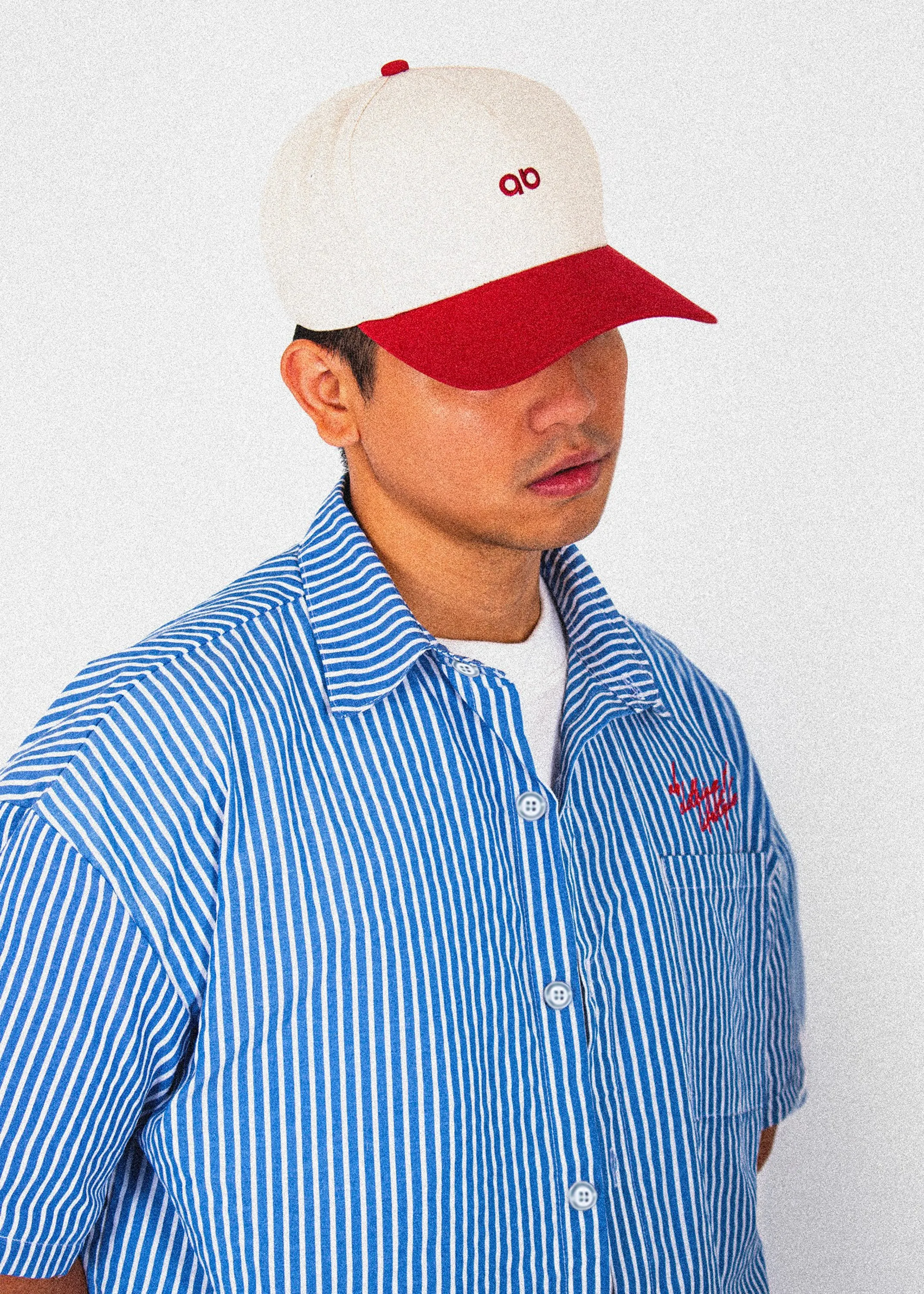 cropped polo shirt | button-down | drop shoulder | box fit | retro striped | vintage cambric | vintage blue