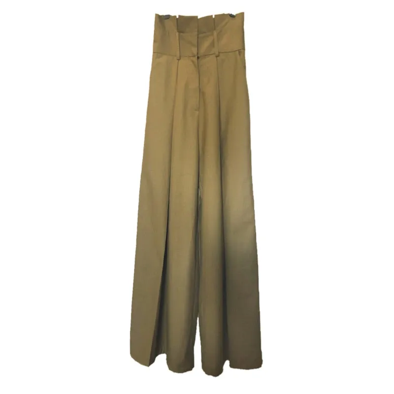 High Waist Loose Pleated Wide Leg Pants