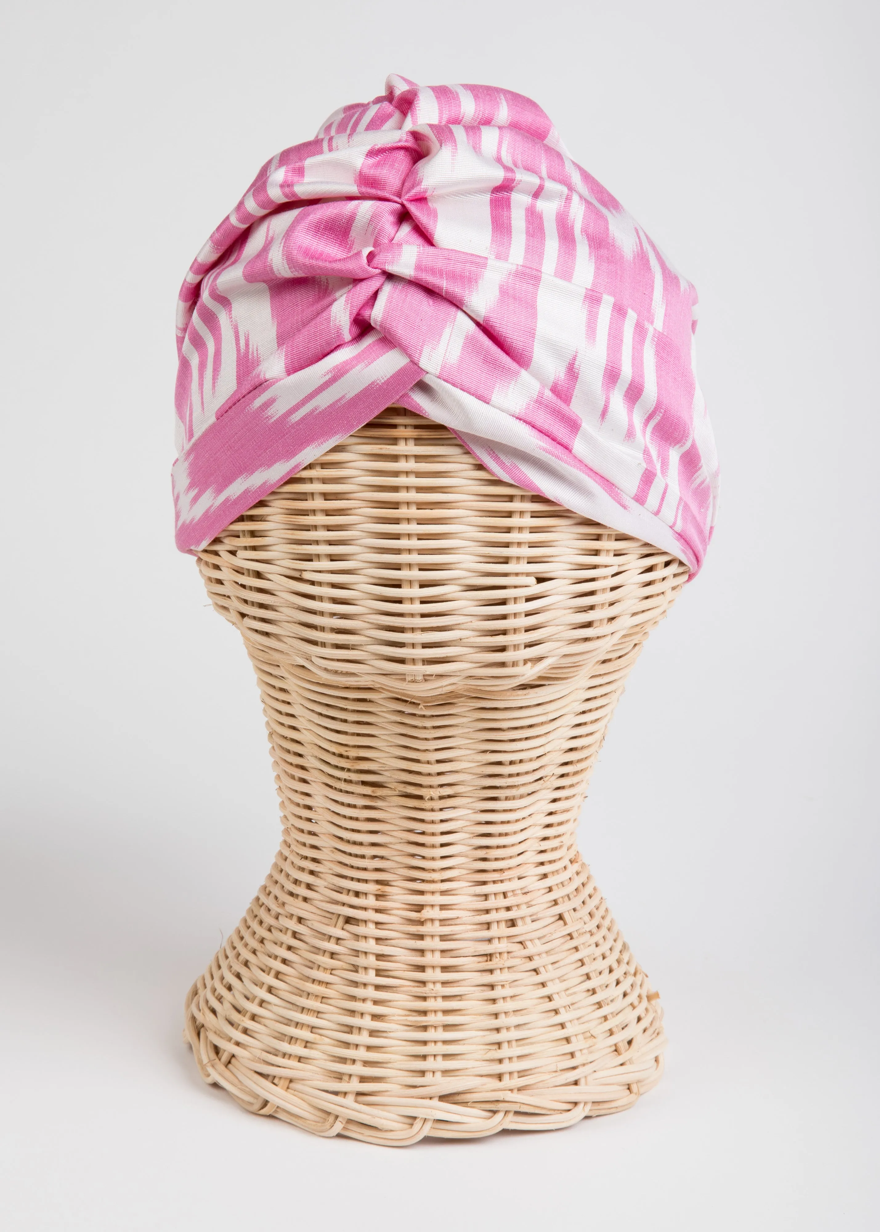 Kitty Silk Ikat Headscarf - Pink, White