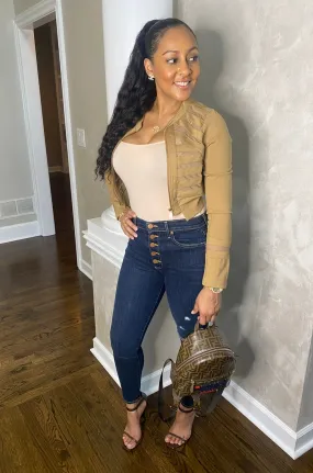 LOLO CROPPED JACKET (TAUPE)