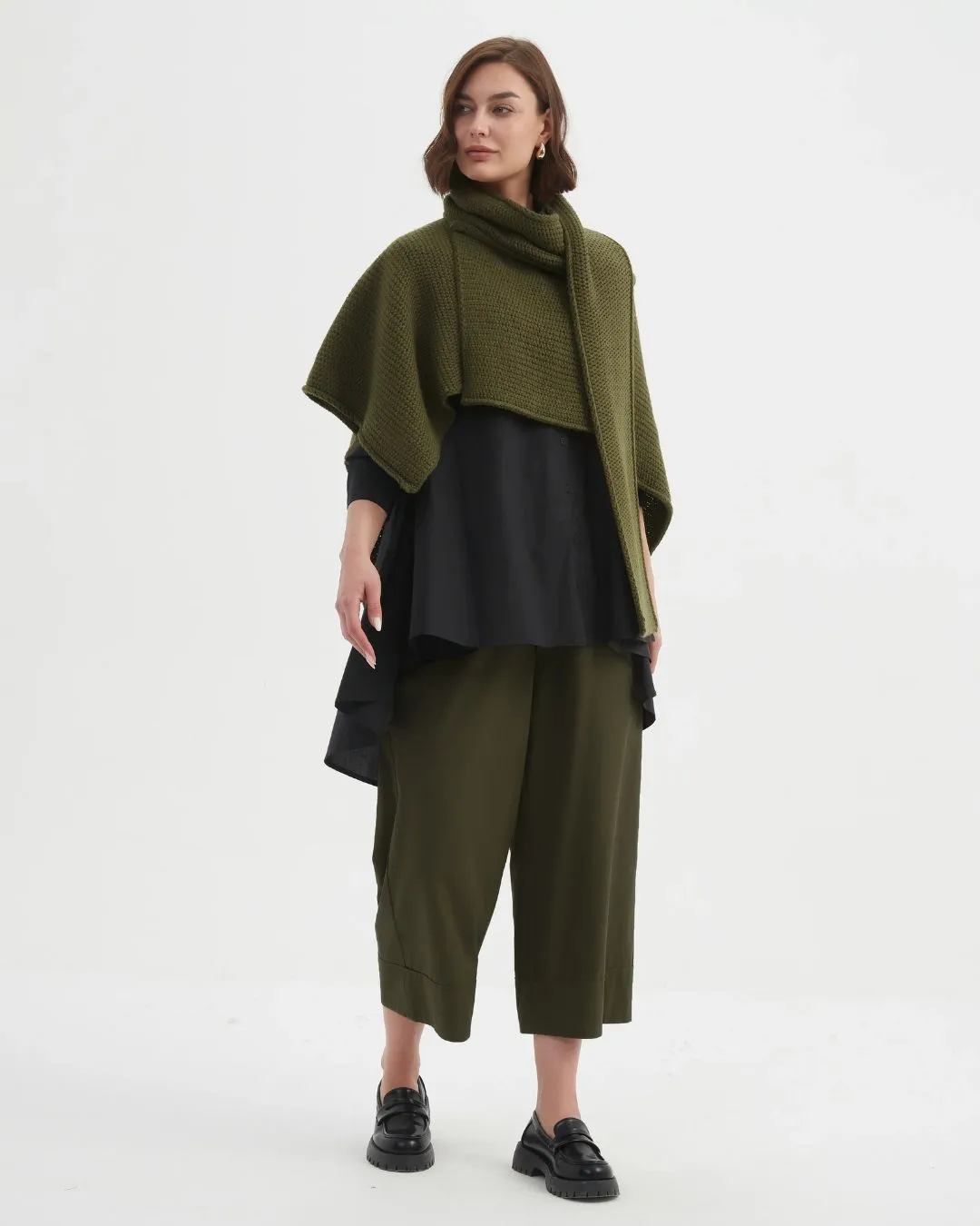 Tirelli Asymmetric Wrap Knit 25K3590 - Khaki