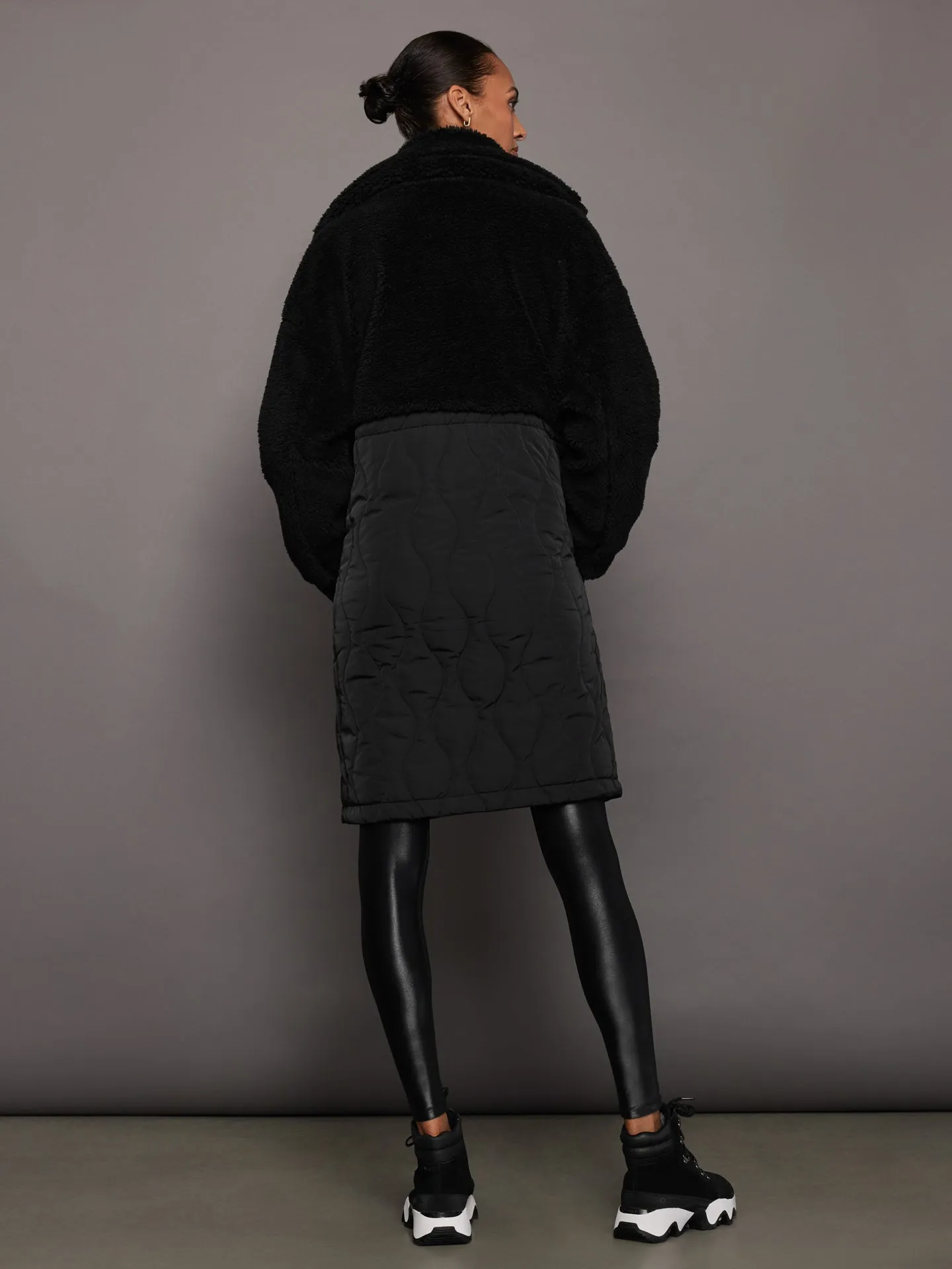 Walsh Quilt Sherpa Coat - Black